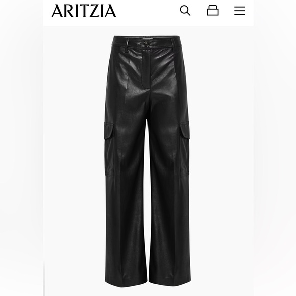 NWOT Aritzia - Wilfred Black premium faux leather New Bridger Cargo Pants - Picture 5 of 12